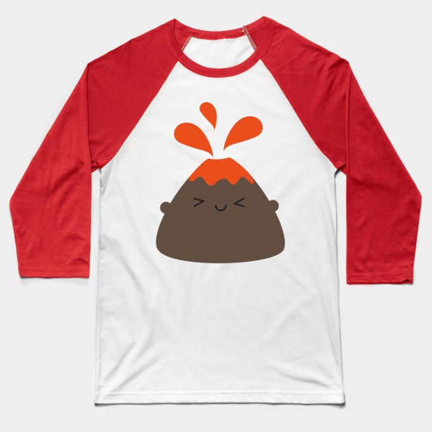 Happy Kawaii Volcano Baseball T-Shirt by marcelinesmith